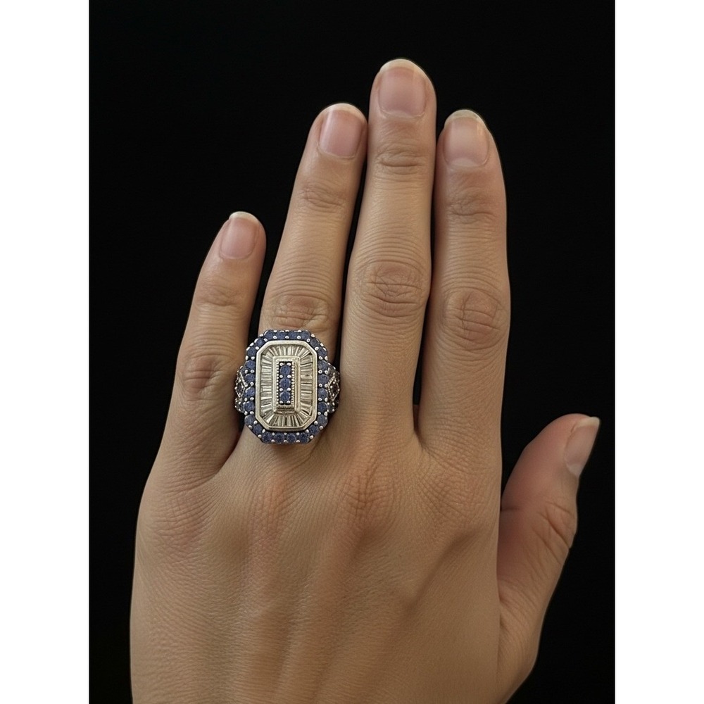 JTV SJD Sterling Silver Blue Tanzanite CZ Ring Size 5
